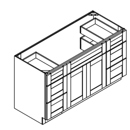 Vanity Combo Base Cabinet – Center Sink With 6 Drawers