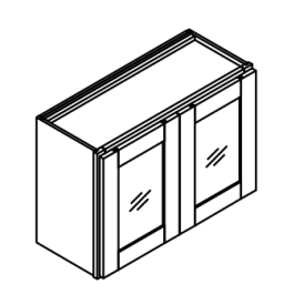 Two Glass Door Wall Cabinet- Finished Interior