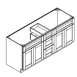 Vanity Combo Base Cabinet – Two Sink & Drawer